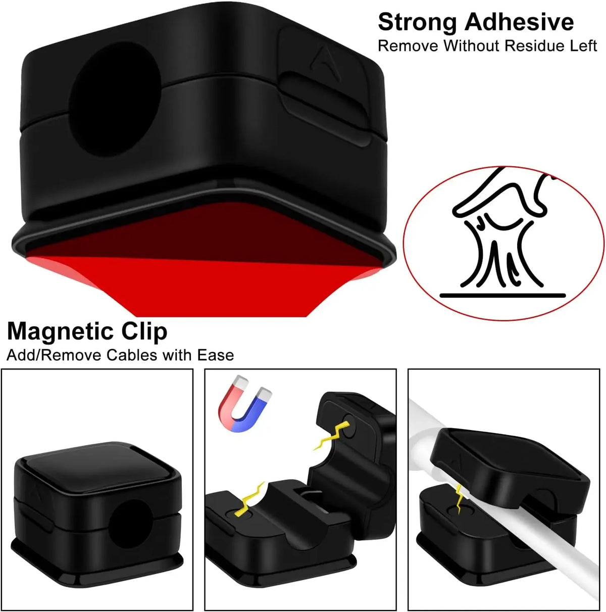 Magnetic Cable Management Clips Set
